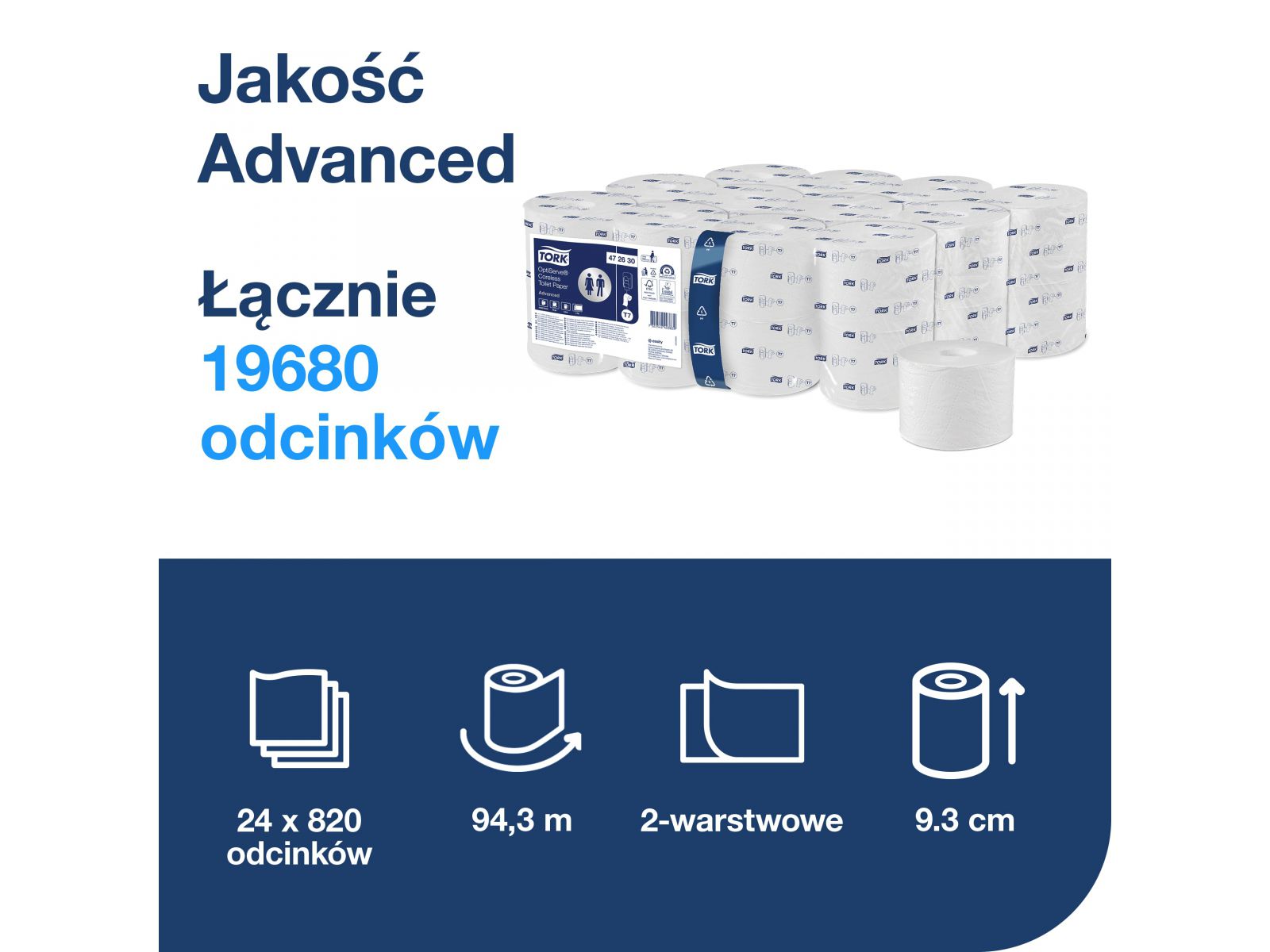 Papier toaletowy bez gilzy Tork OptiServe 472630 T7 Advanced x24
